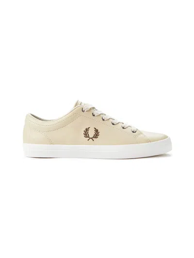 Fred Perry Leather Sneakers With Logo Embroidery In White