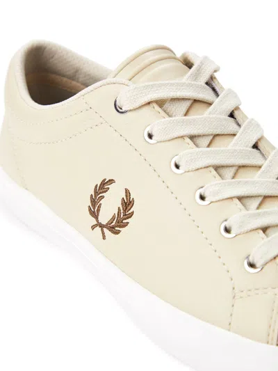 Fred Perry Leather Sneakers With Logo Embroidery In White