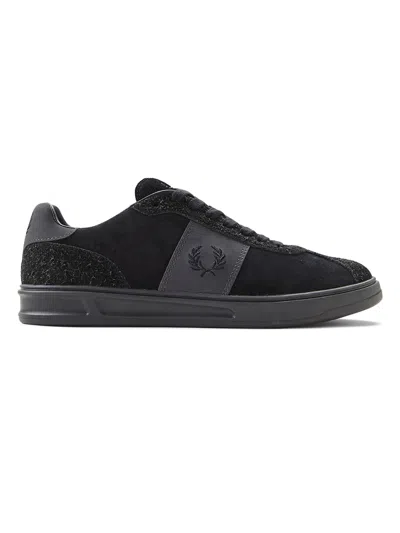 Fred Perry Suede Sneakers With Iconic Embroidery In Black