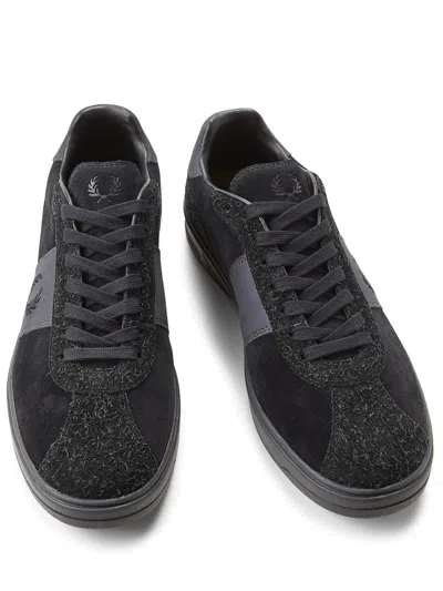 Fred Perry Suede Sneakers With Iconic Embroidery In Black