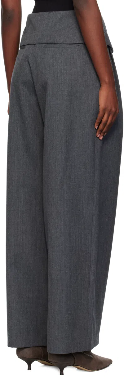 Jw Anderson J. W. Anderson Fold-over Design Grey Wool Trousers In Gray