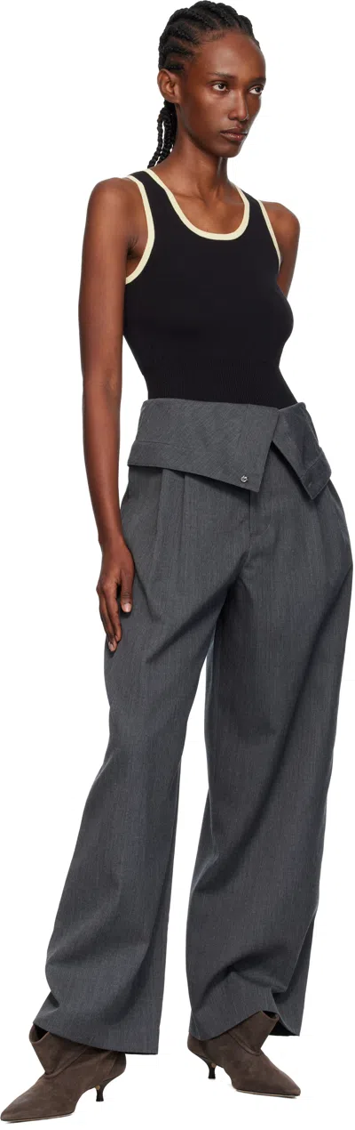 Jw Anderson J. W. Anderson Fold-over Design Grey Wool Trousers In Gray