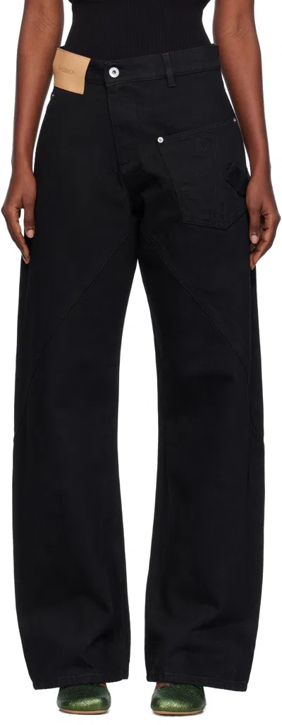 Jw Anderson Twisted Workwear Jeans In Black