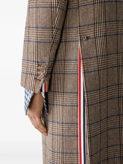 Thom Browne Check-pattern Coat In Brown