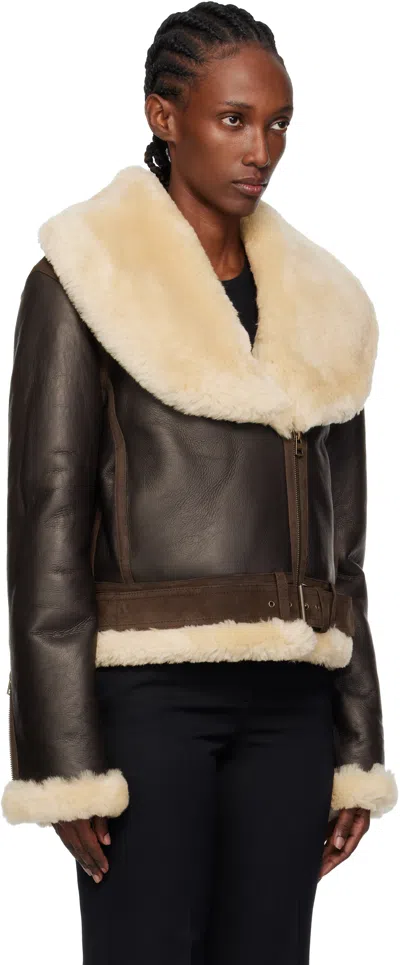 Jw Anderson J. W. Anderson Leather Aviator Jacket In Brown