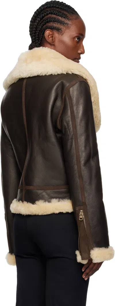Jw Anderson J. W. Anderson Leather Aviator Jacket In Brown