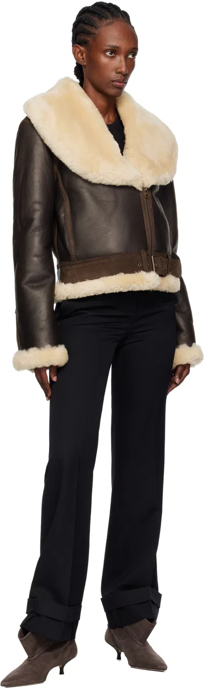 Jw Anderson J. W. Anderson Leather Aviator Jacket In Brown