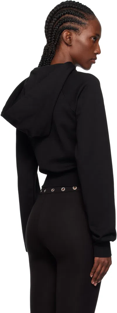 Versace Jeans Couture Cropped Black Sweatshirt With Butterfly Graphic In Black