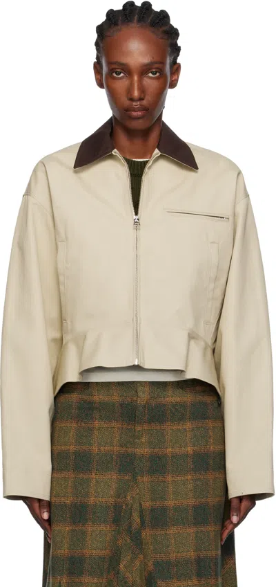 Jw Anderson Beige Curved Hem Workwear Jacket In Neutral