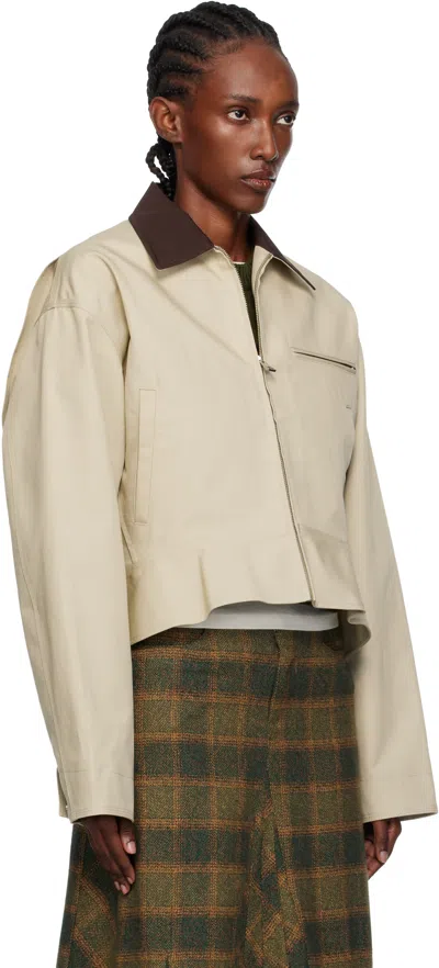 Jw Anderson Beige Curved Hem Workwear Jacket In Neutral