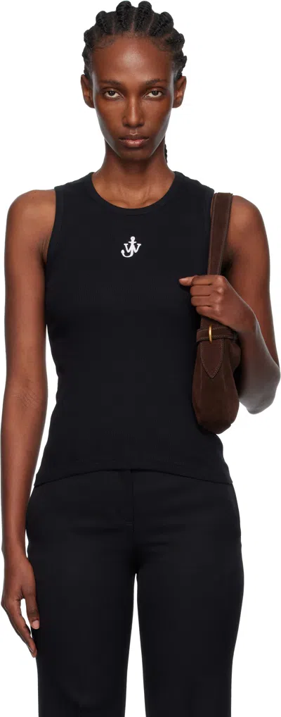 Jw Anderson J. W. Anderson Anchor Fitted Ribbed Top In Black