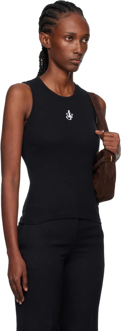 Jw Anderson J. W. Anderson Anchor Fitted Ribbed Top In Black