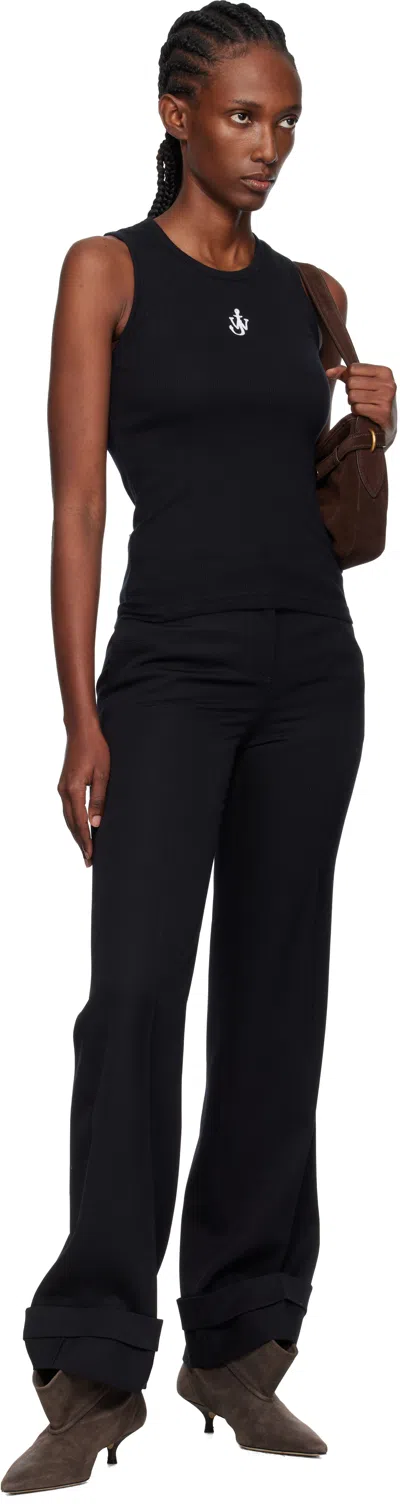 Jw Anderson J. W. Anderson Anchor Fitted Ribbed Top In Black