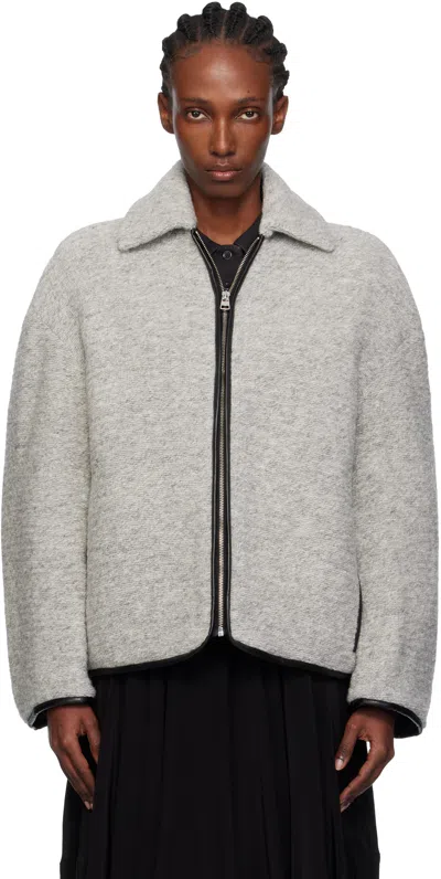 Jw Anderson Contrast Trim Casual Jacket Light Grey Melange In Gray