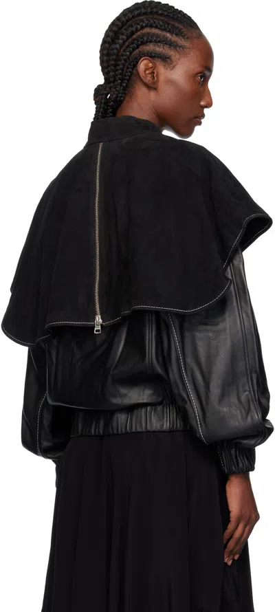 Jw Anderson Oversized-collar Leather Bomber Jacket In Black