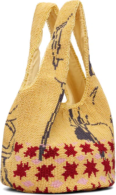 Jw Anderson Mini Beaded Tote Bag In Yellow
