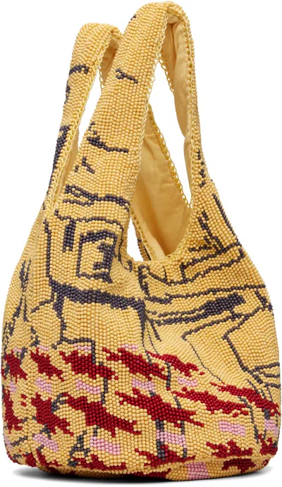 Jw Anderson Mini Beaded Tote Bag In Yellow