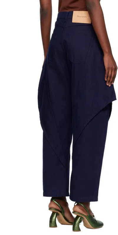 Jw Anderson Cropped Sculptural Jeans With Unique Silhouette In Blue