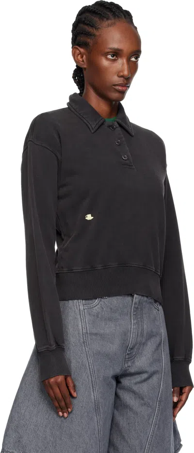 Jw Anderson J. W. Anderson Cropped Polo Sweatshirt With Classic Collar In Black