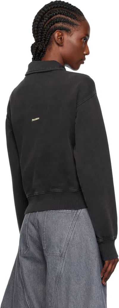 Jw Anderson J. W. Anderson Cropped Polo Sweatshirt With Classic Collar In Black