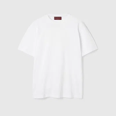 Gucci T-shirt Aus Baumwolljersey Mit Stickerei In White