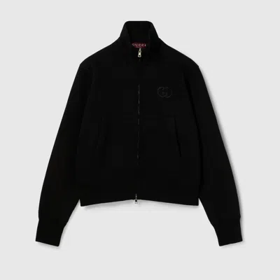 Gucci High Collar Sweatshirt Featuring Front Pockets In Black
