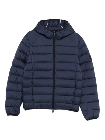 Ecoalf Hooded Quilted Padded Jacket In Blue