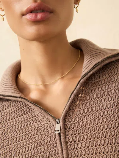 Faherty Miramar Linen Blend Quarter Zip Sweater In Brown