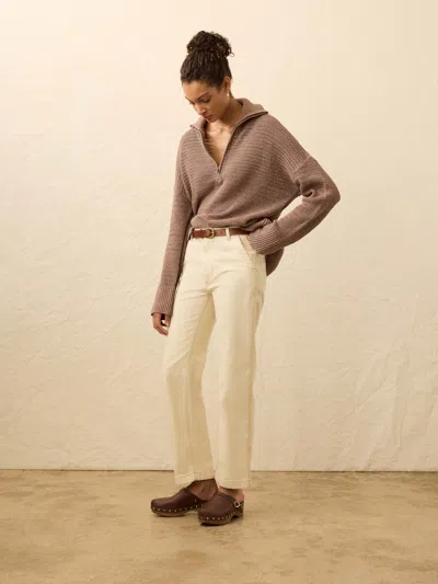 Faherty Miramar Linen Blend Quarter Zip Sweater In Brown