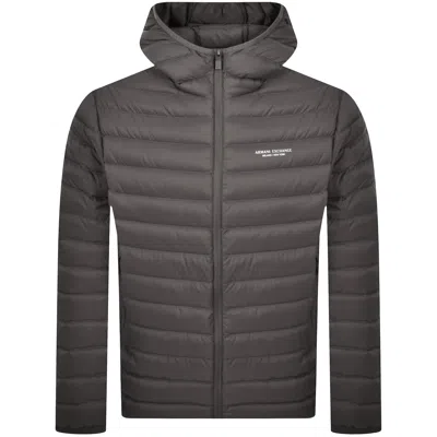 Armani Exchange Hooded Down Jacket Grey In Gray