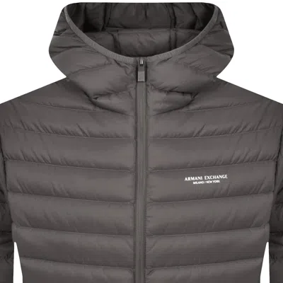 Armani Exchange Hooded Down Jacket Grey In Gray