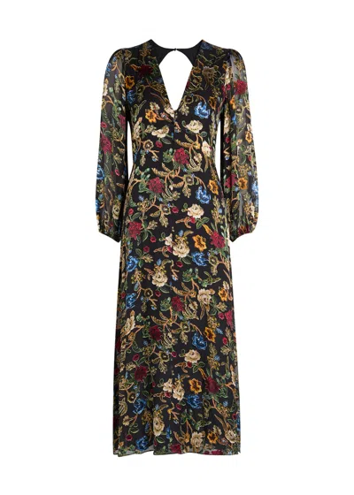 Alice And Olivia Floral-print Puff-sleeves Asymmetric Day Dress In Multi