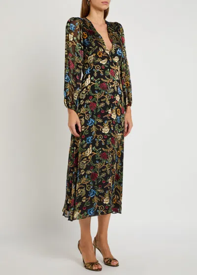 Alice And Olivia Floral-print Puff-sleeves Asymmetric Day Dress In Multi