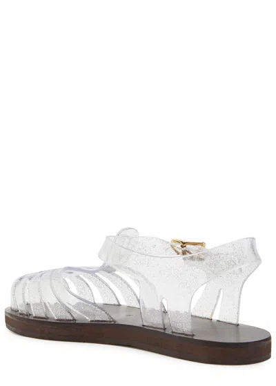 Ancient Greek Sandals Womens Homeria Fisherman Flat Leather And Jelly In Crystal