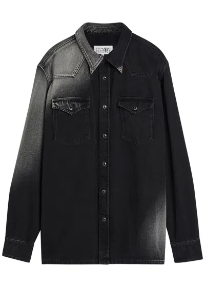 Mm6 Maison Margiela Western Style Denim Shirt Pockets In Black