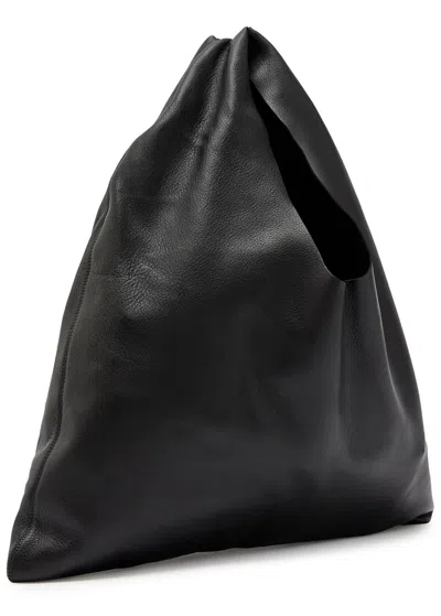 The Row Small Bindle Leather Top Handle Bag In Black