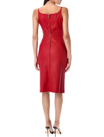 Versace Medusa 95 Corset Leather Midi Dress In Red