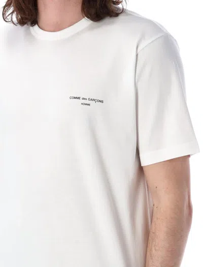 Comme Des Garçons Homme Deux Regular Fit Logo T-shirt With Ribbed Neck In White