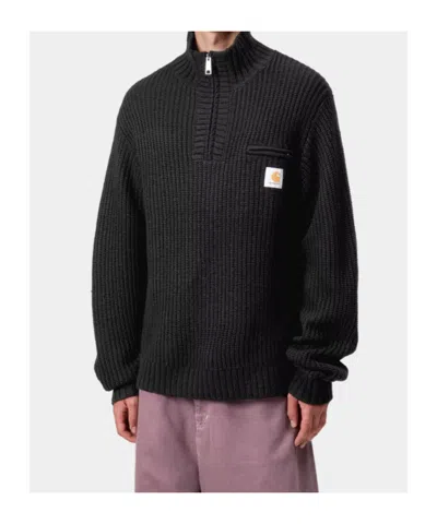 Carhartt Detroit Half Zip Acrylic Blend Sweater In Black