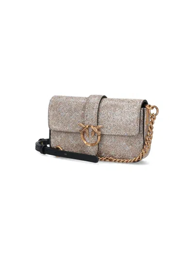 Pinko Love One Slouchy Baby Mini Bag In Silver