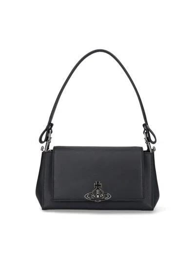 Vivienne Westwood Medium Black Smooth Shoulder Bag Hazel In Black