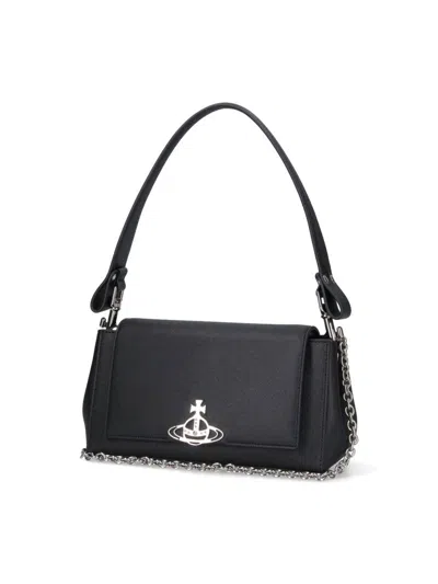 Vivienne Westwood Medium Black Smooth Shoulder Bag Hazel In Black
