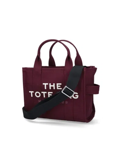 Marc Jacobs The Small Tote Bordeaux Handbag With Logo Lettering On The Front In Cotton Woman In Purple