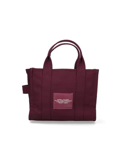 Marc Jacobs The Small Tote Bordeaux Handbag With Logo Lettering On The Front In Cotton Woman In Purple
