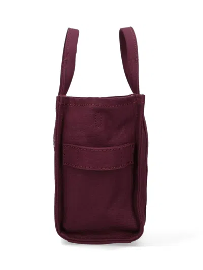 Marc Jacobs The Small Tote Bordeaux Handbag With Logo Lettering On The Front In Cotton Woman In Purple