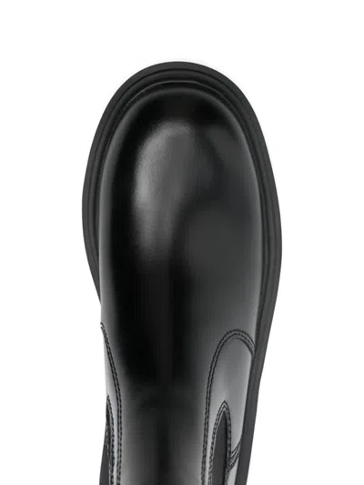 Maje Leather Platform Boots In Black