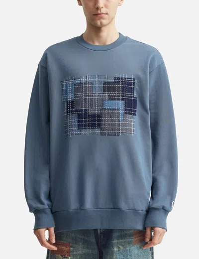 Fdmtl Boro Embroidered Sweat Shirt In Blue