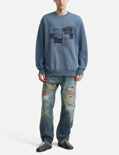 Fdmtl Boro Embroidered Sweat Shirt In Blue