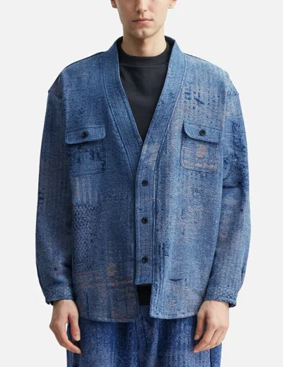 Fdmtl Boro Jaquard Haori Shirt 3yr Wash In Blue