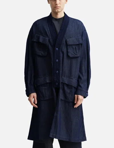 Fdmtl Haori Jungle Long Jacket Rinse In Blue